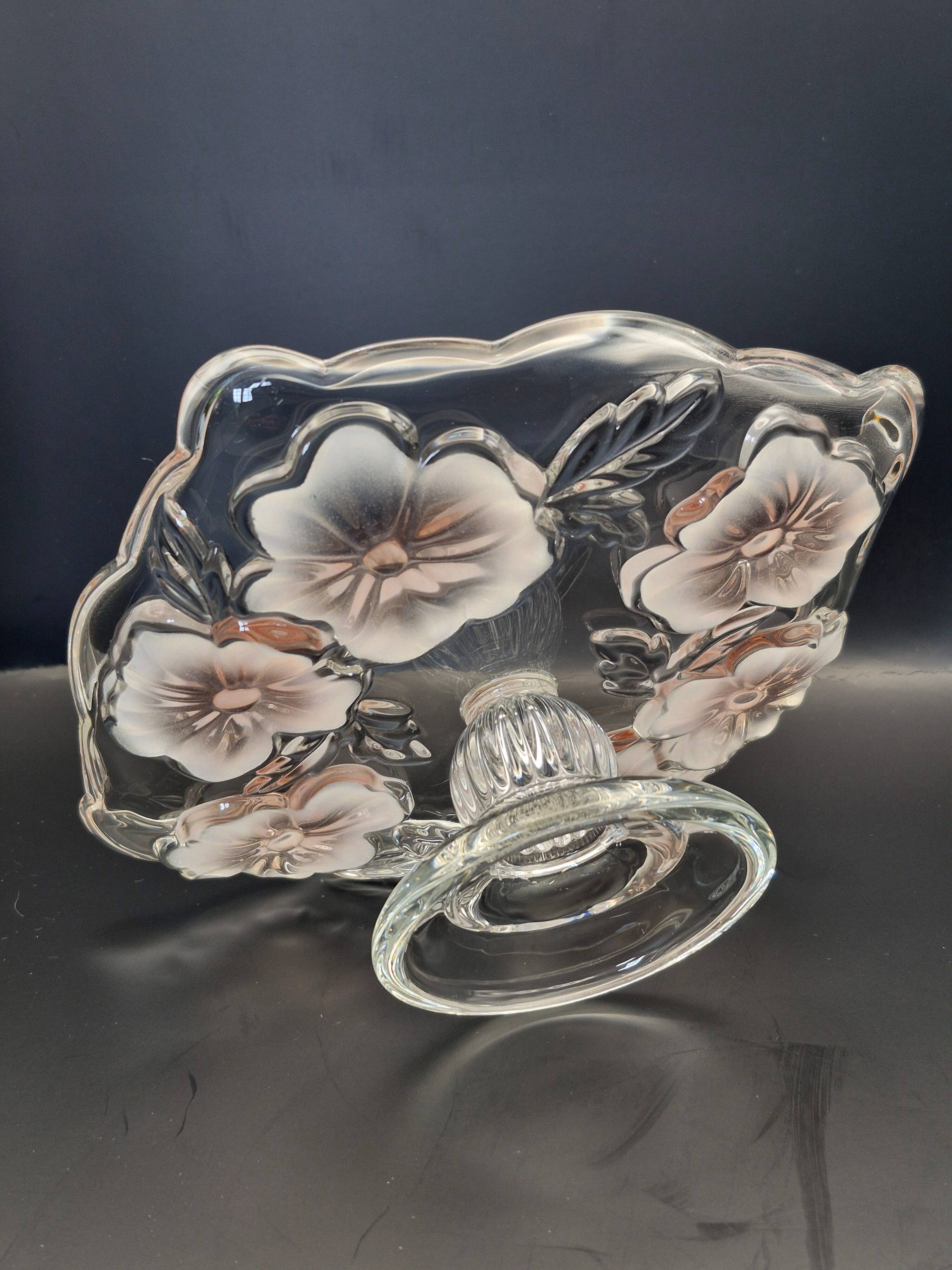 Vintage glass display stand "Pansy Bouquet Pink" — Studio Nova by Mikasa