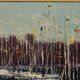Oil painting on marine canvas sailing port Ginette Miraillet