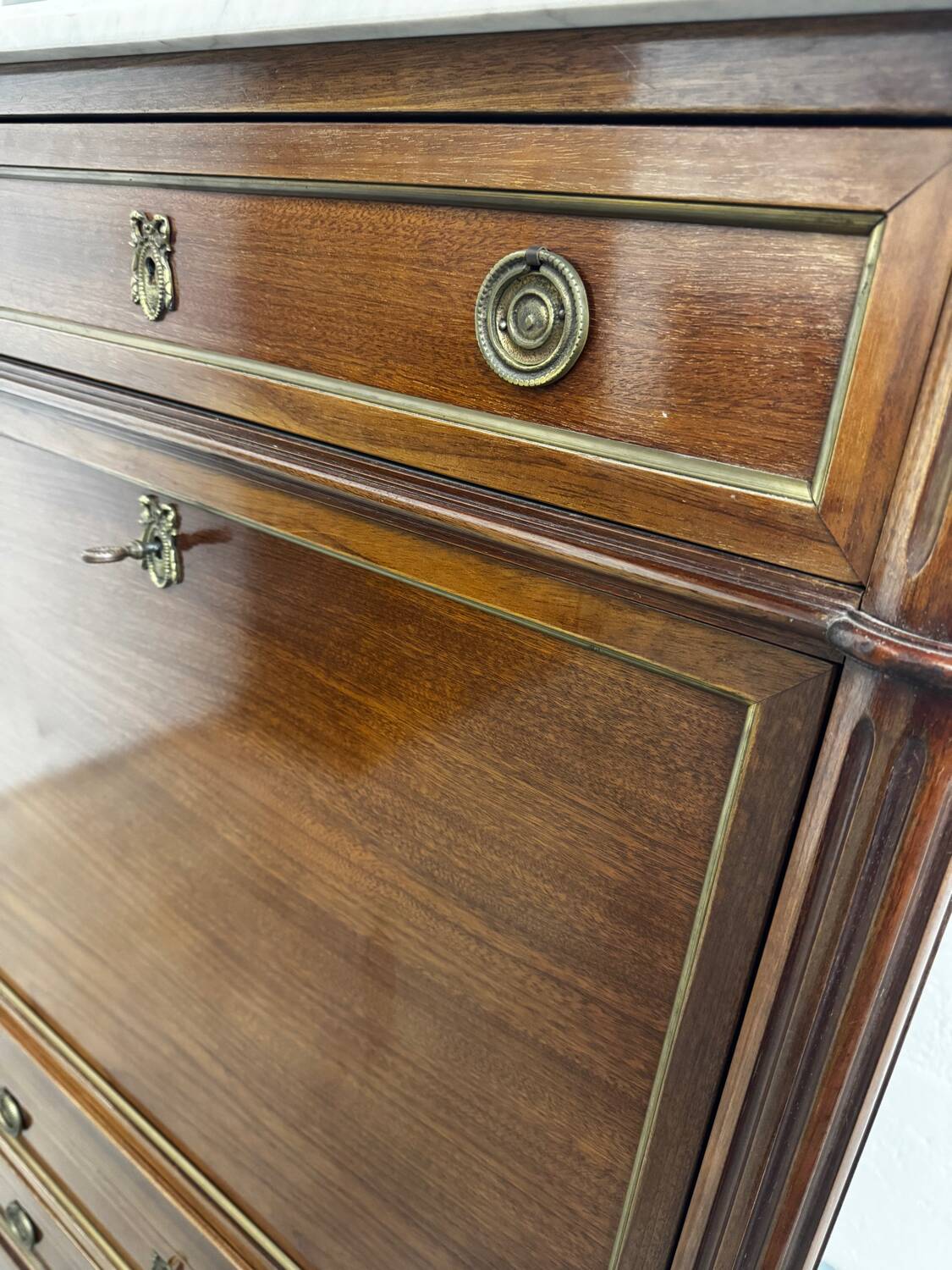 Louis XVI style secretary with marble top