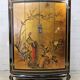 Vintage Chinese cabinet with gold leaf, flowers and peacock/ bohemian