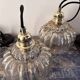 Pair of vintage amber glass pendant lights