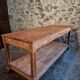 French antique work table in pitch pine – large workshop / draper's table, early 20th century