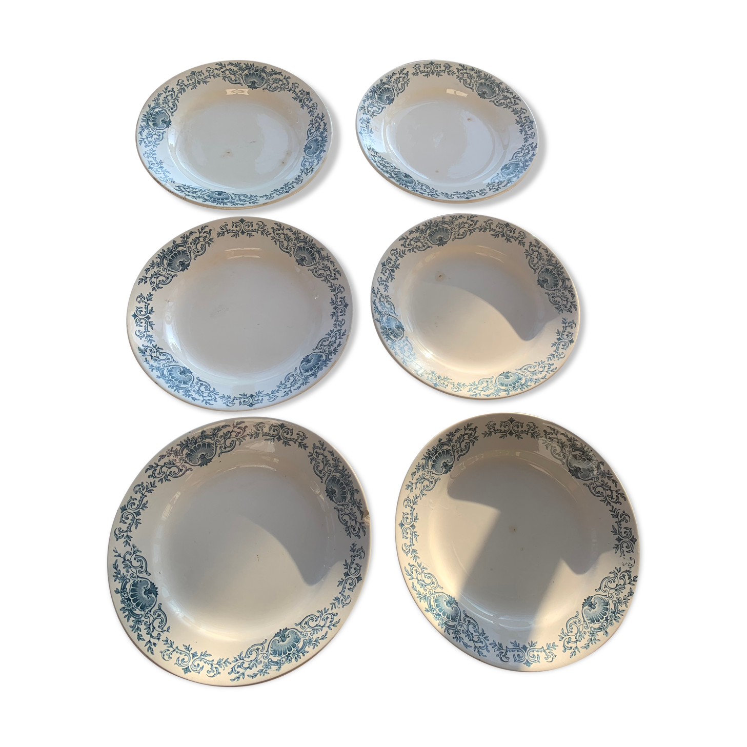 6 flat plates model shell longchamp iron earth art deco
