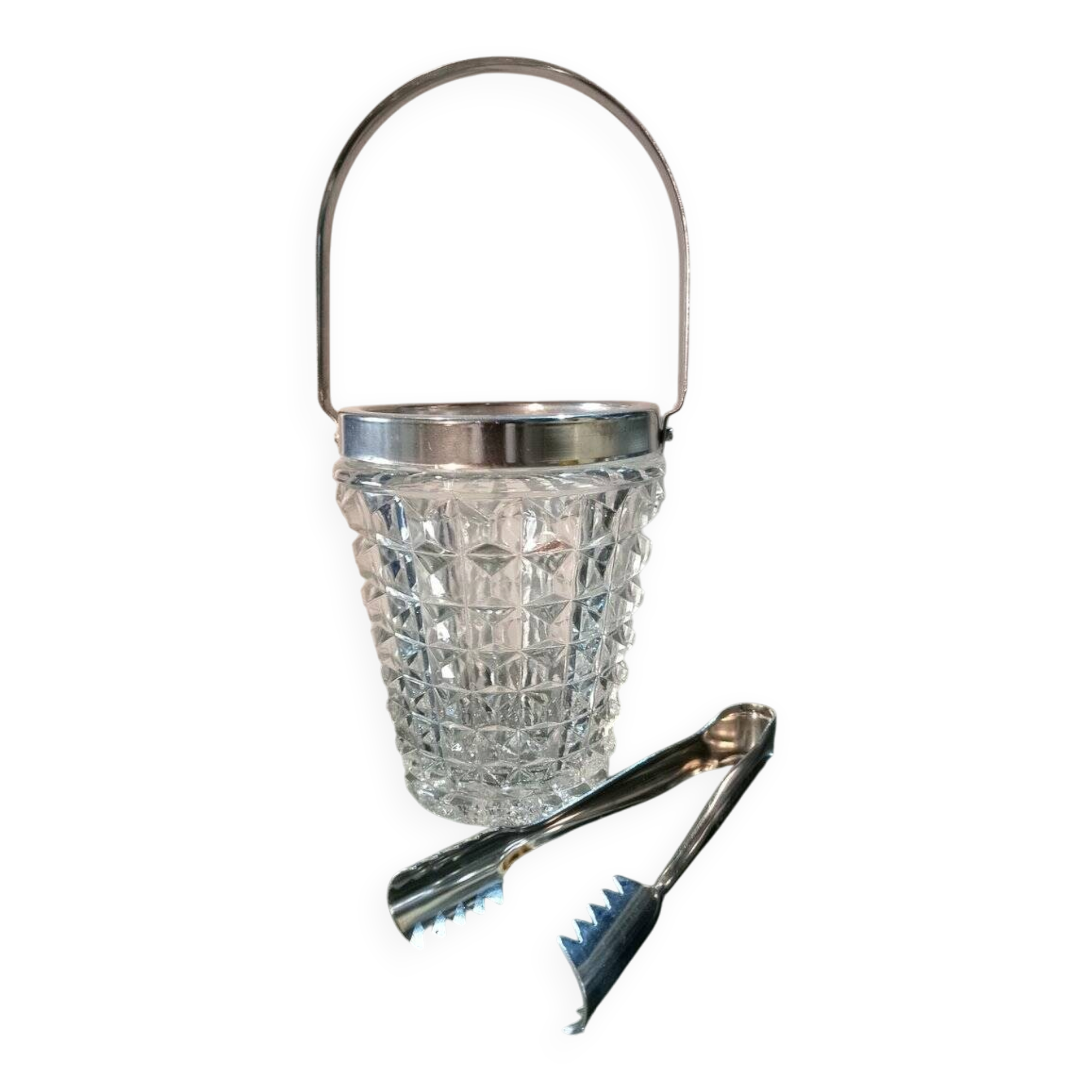 Vintage glass ice bucket, 1960s