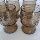 6 vintage amber glass water glasses