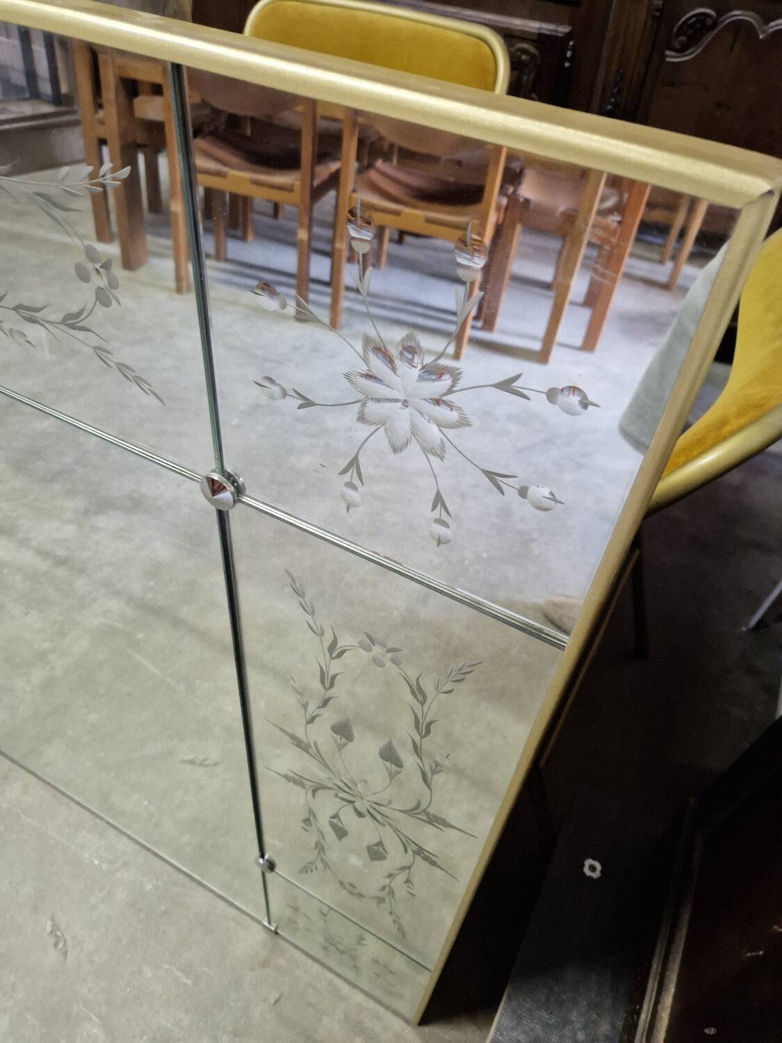 Antique Venetian brasserie mirror in eglomisé glass