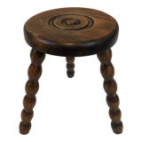 Dark turned wood tripod stool
