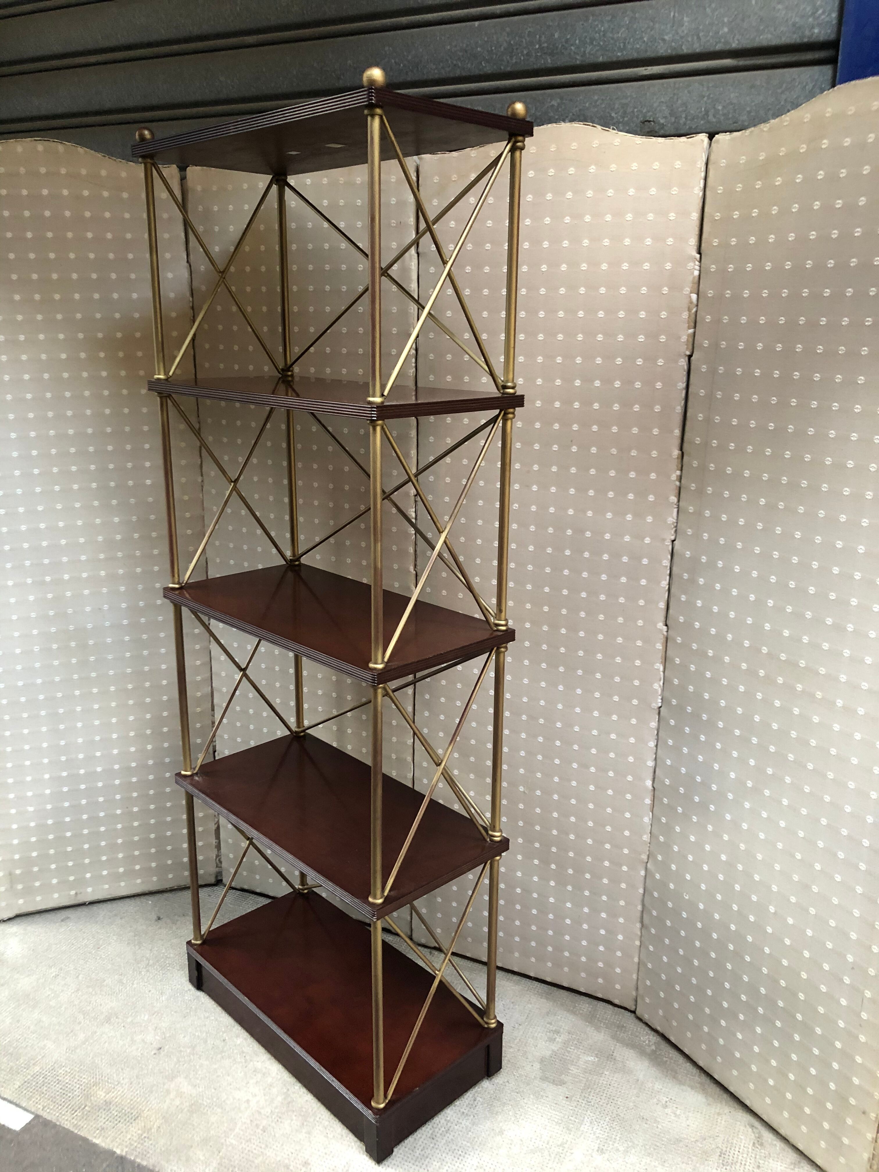 Mahogany and gold metal shelf