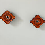 Pair of vintage wall lights, brown and orange ceramic, Sweden 1960