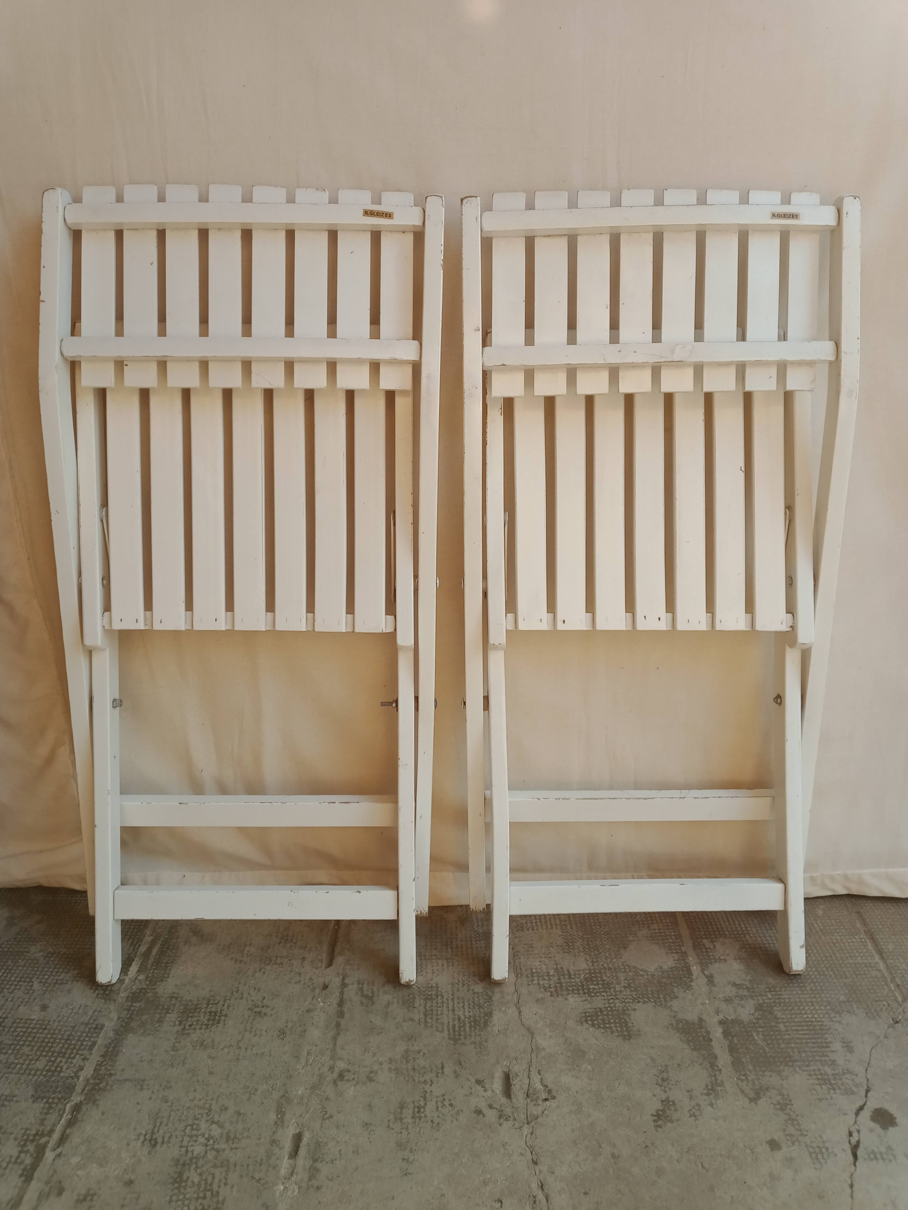 Vintage garden furniture R Gleizes in white painted wood