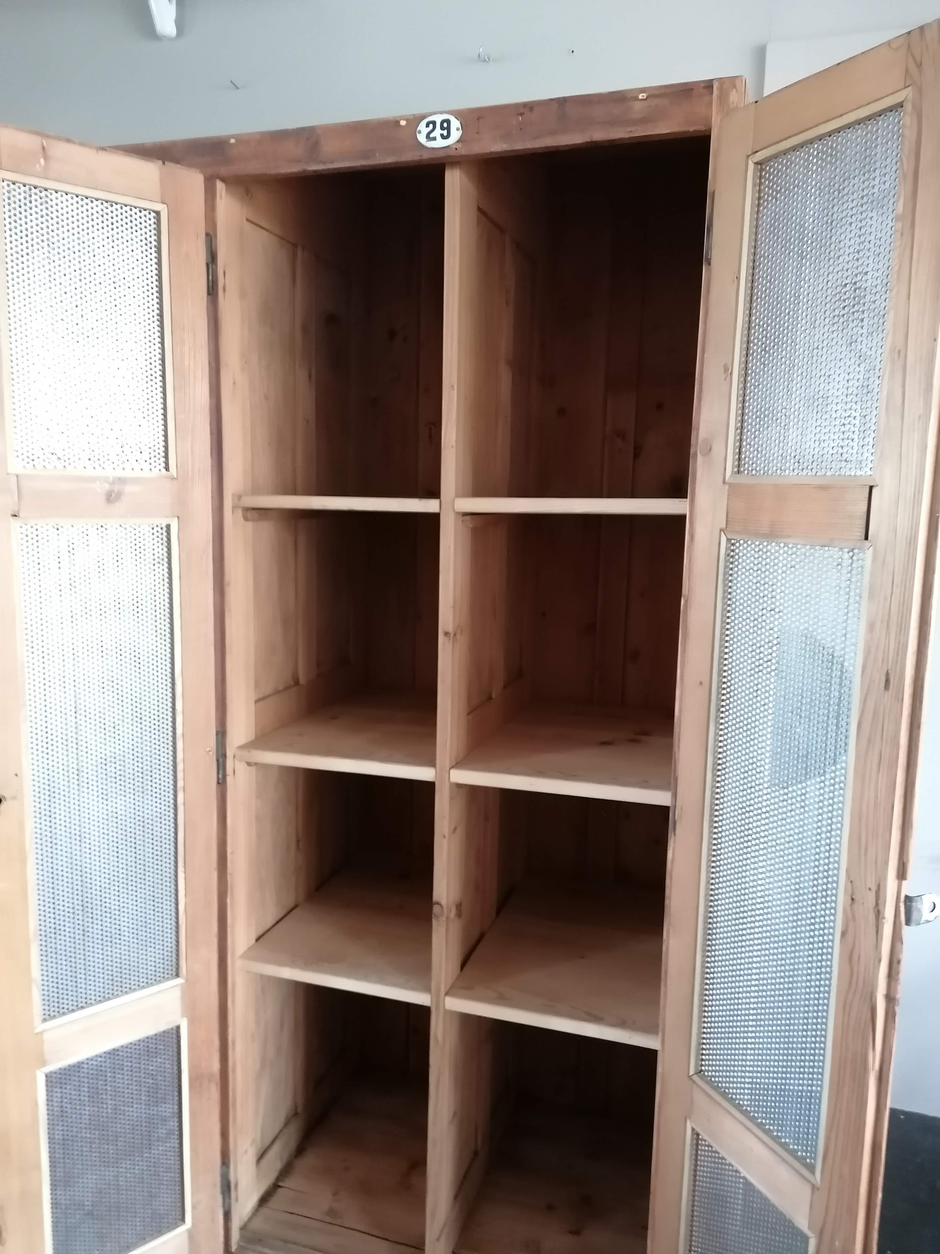 Vintage wooden wardrobe, 4 doors, cloakroom style.