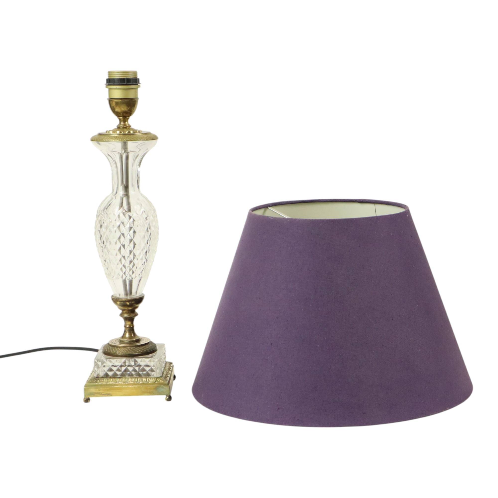 Empire Table Lamp Cut Crystal Diamond Pattern Gilded Bronze