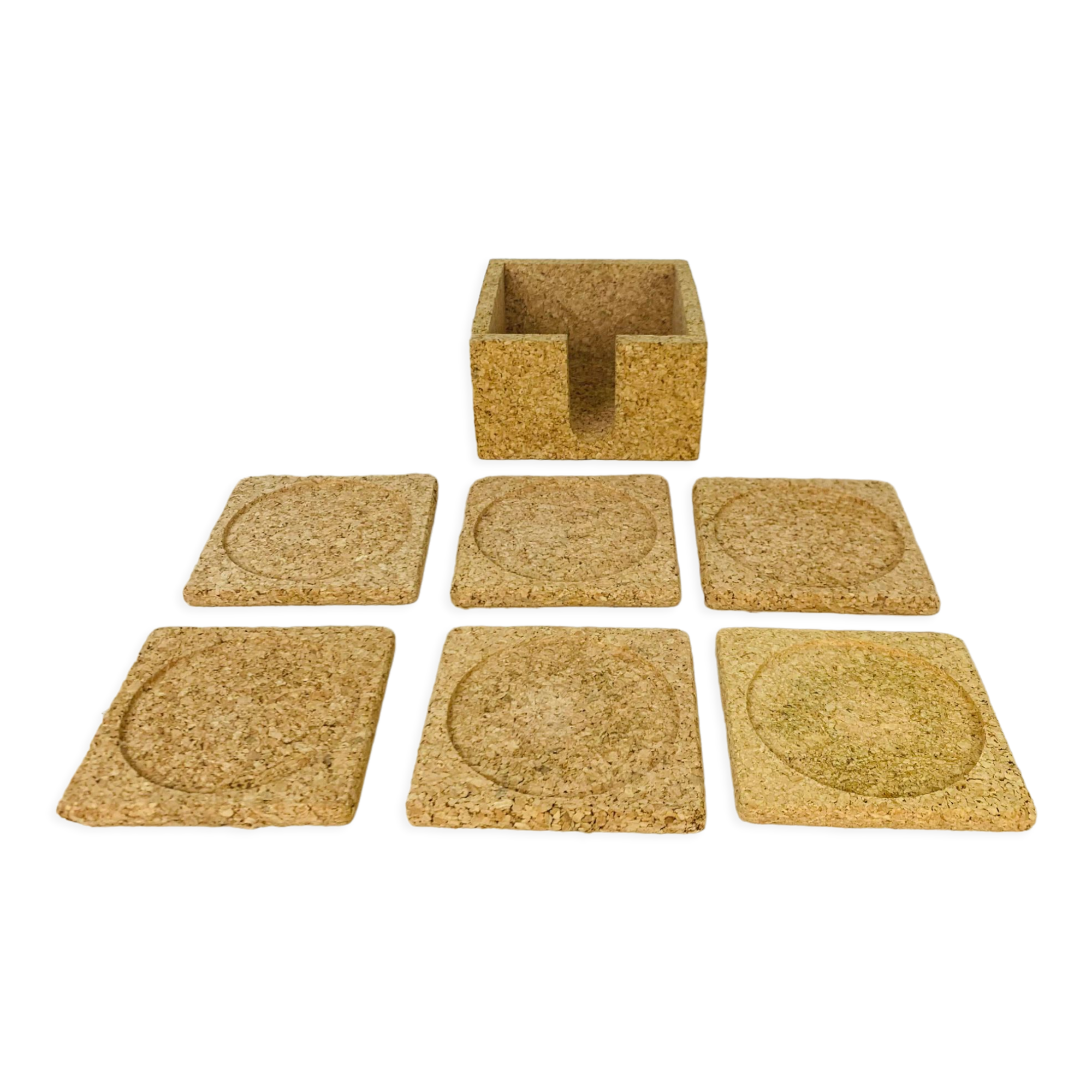 6 vintage 70's cork coasters