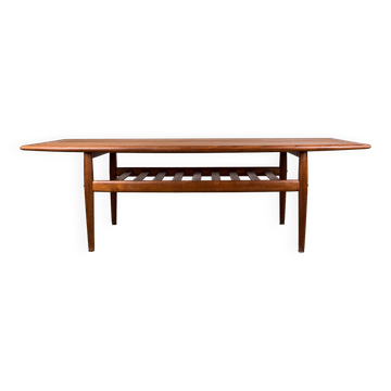 Grande table basse Danoise en Teck, deux niveaux, par Grete Jalk pour Glostrup Mobelfabrik.