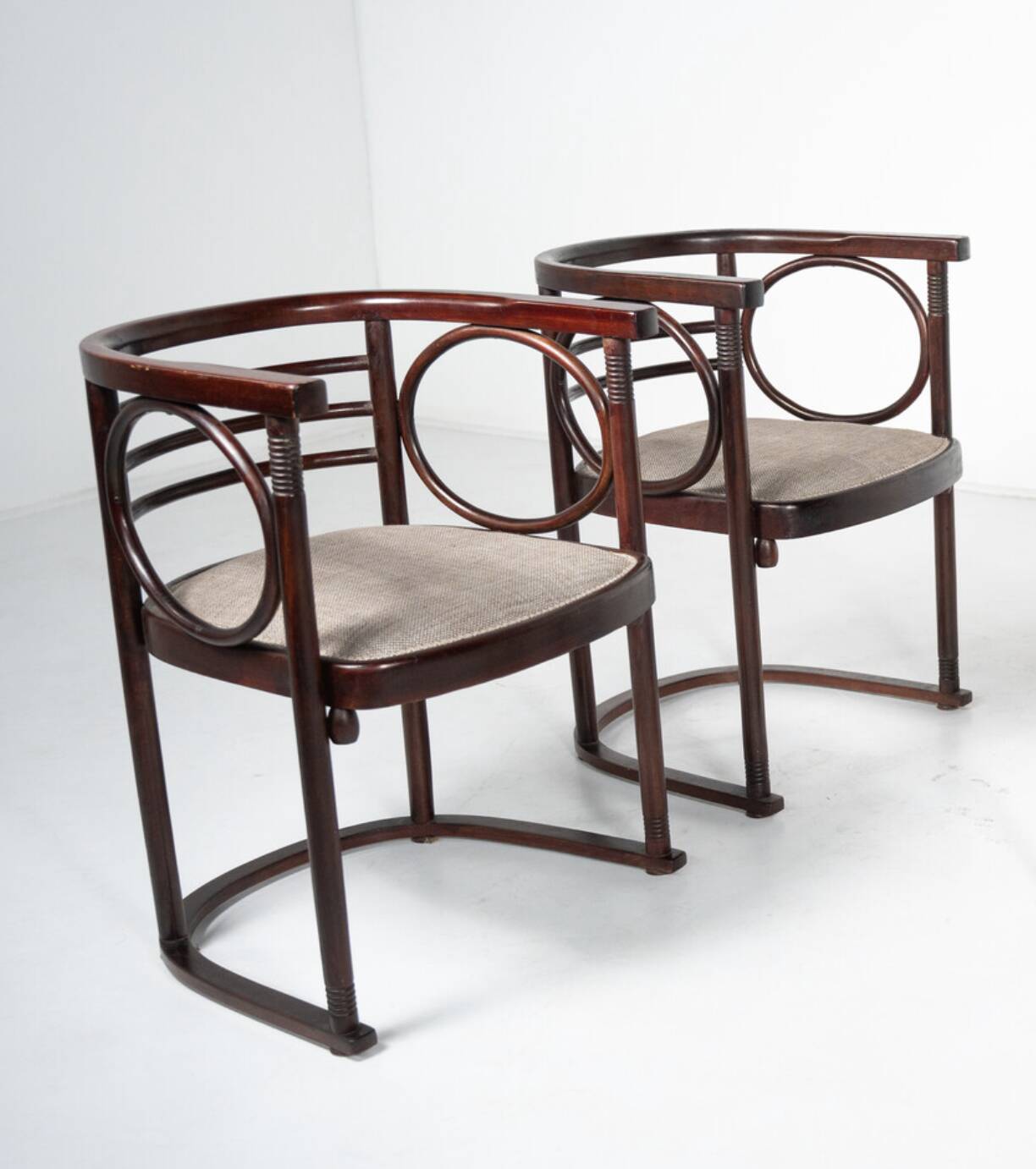 Pair of Fledermaus armchairs by Joseph Hoffman, Vienna, 1900s