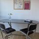 70s oval dining table in glass and chrome