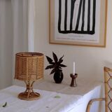 Rattan table lamp 50s piece signed