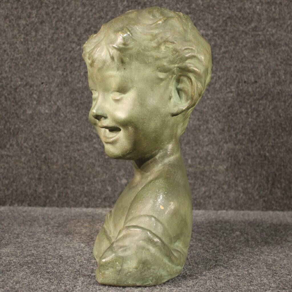 Sculpture in bronze painted terracotta bust of a child