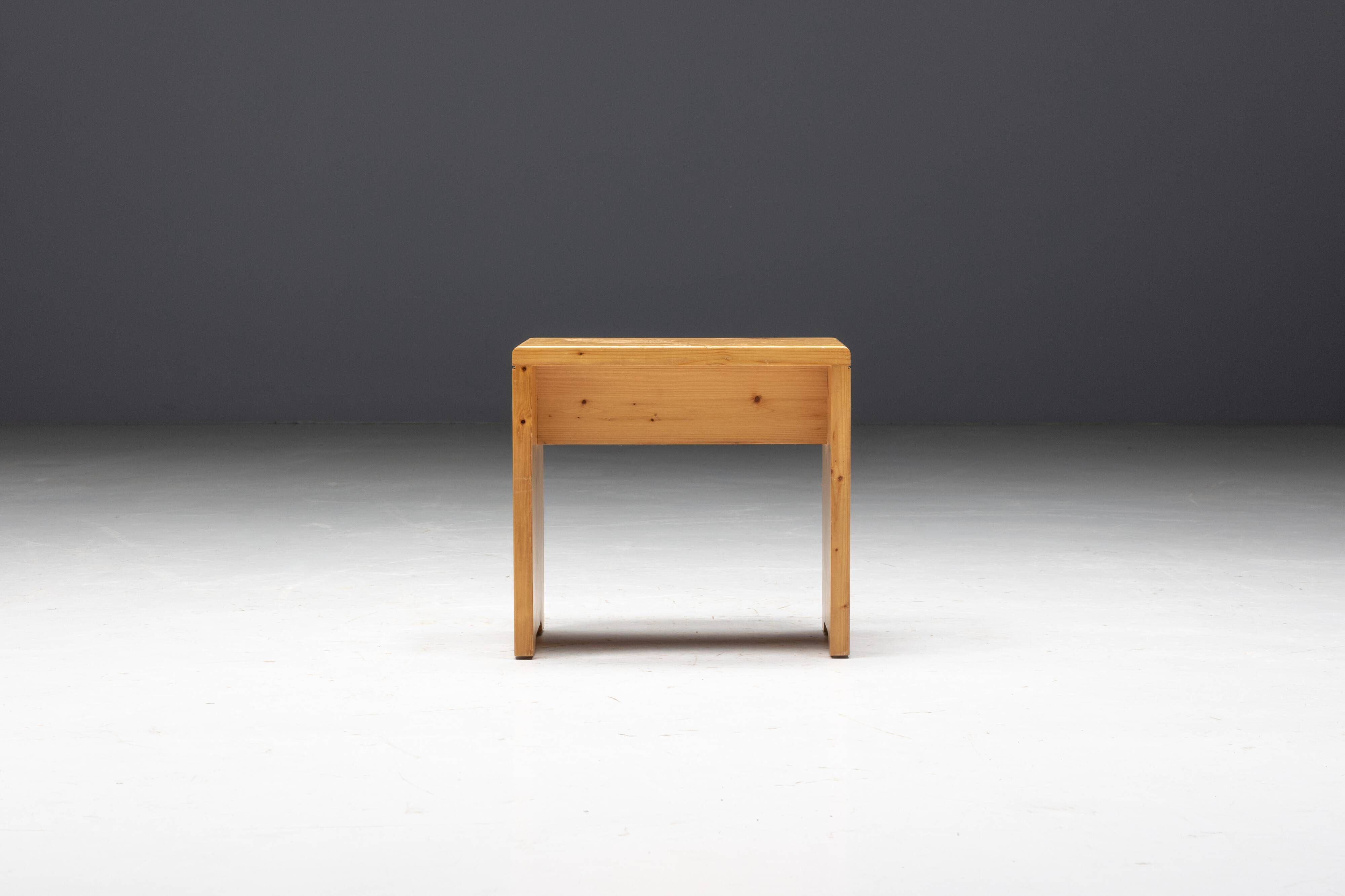 Pine Stool selected by Charlotte Perriand for Méribel, France, 1960s