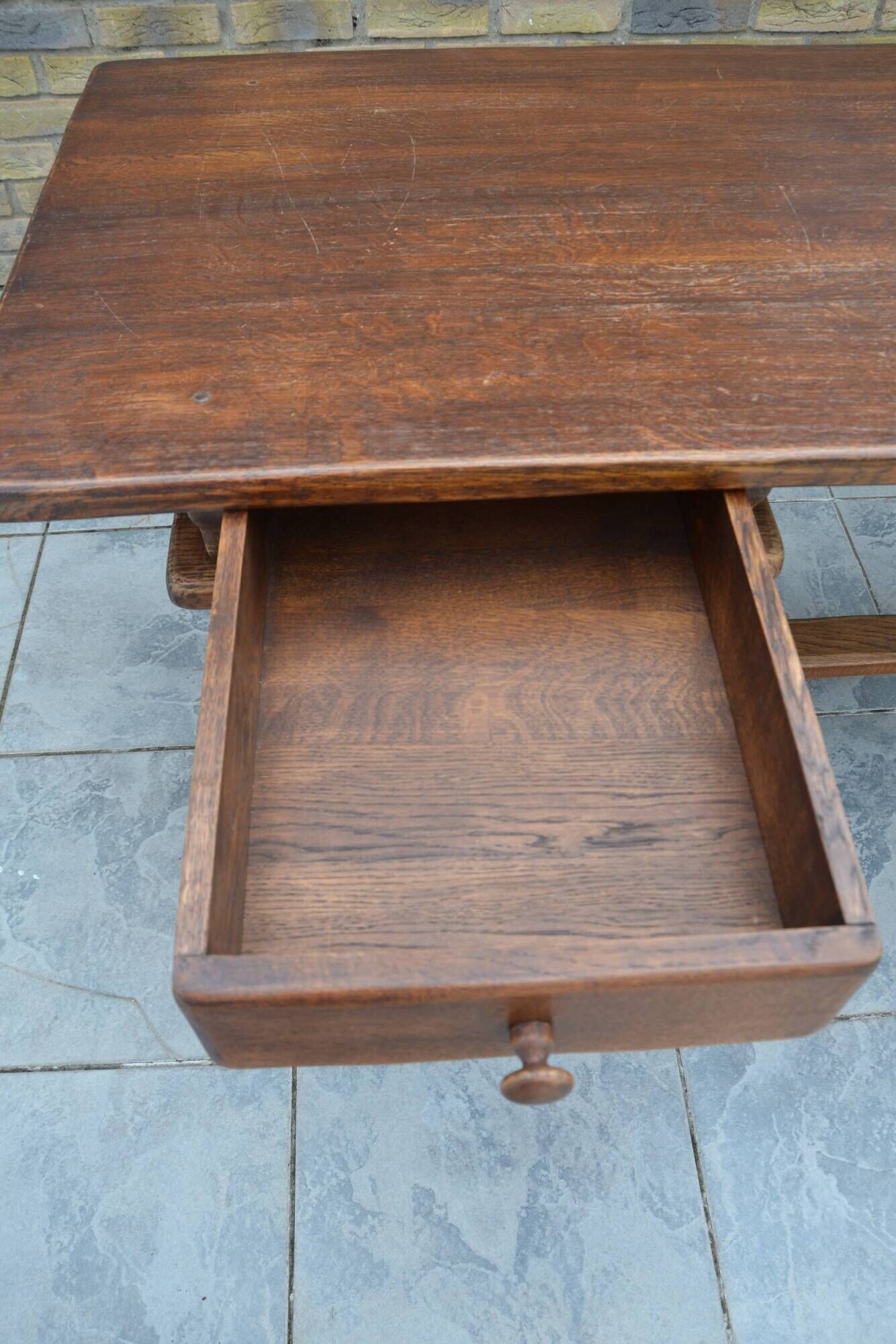 Bureau/table de ferme "brutaliste" chêne massif
