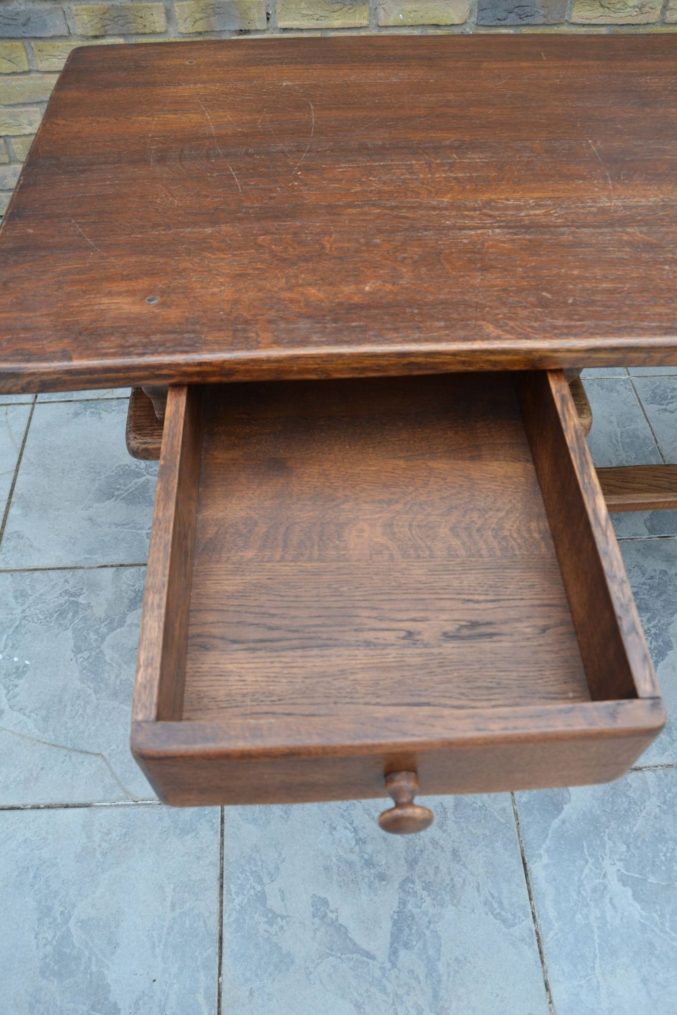 "Brutalist" farmhouse desk/table in solid oak