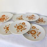 6 assiettes dessert & 1 plat a tarte des années 70 210194