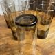 6 verres à eau en verre brun fumé, années 70