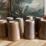 8 vintage stoneware glasses