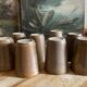 8 vintage stoneware glasses
