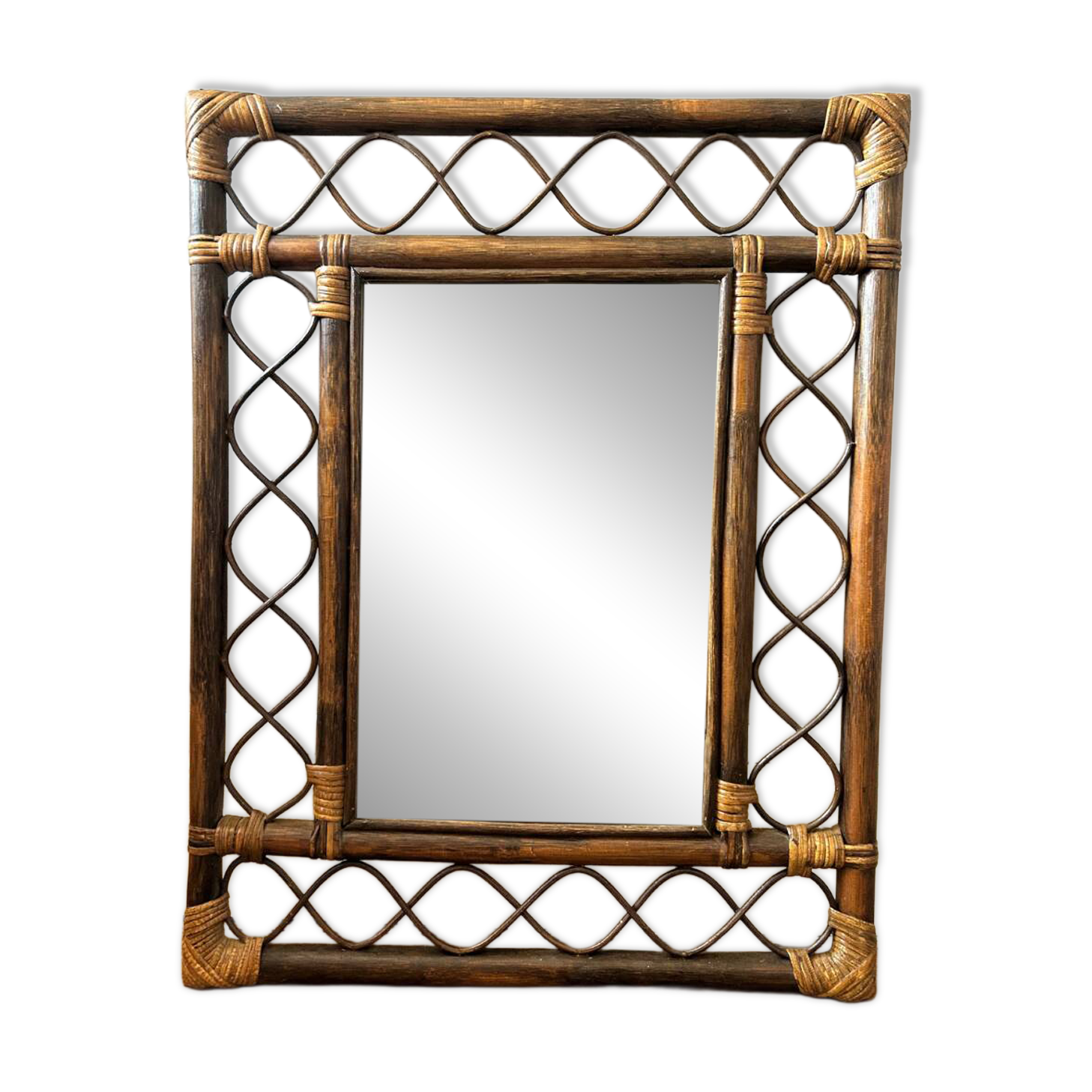70's rattan mirror