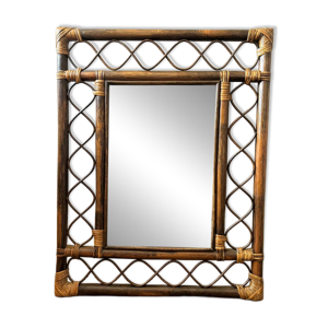 miroir rotin 70's