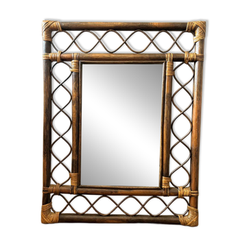 Miroir rotin 70's