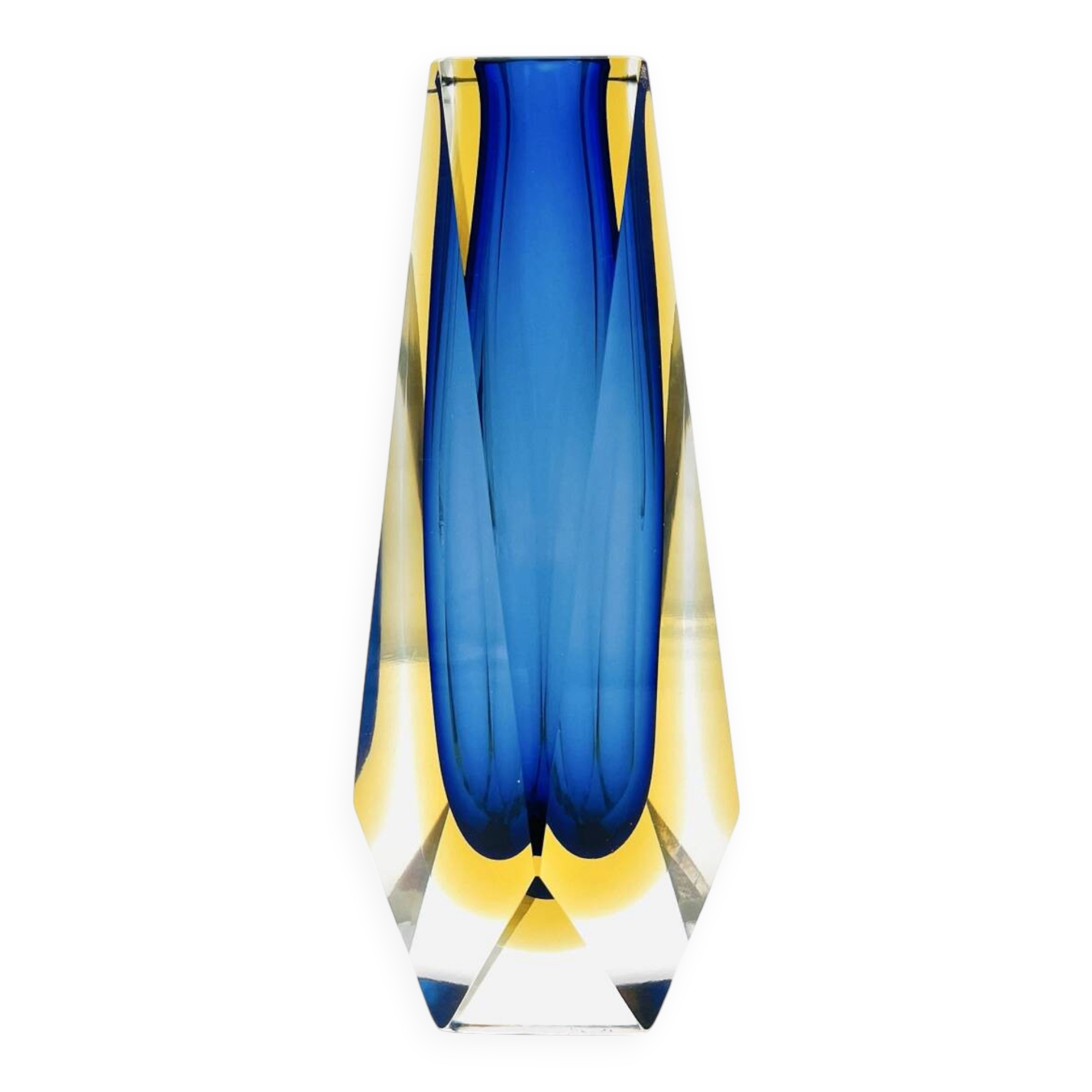 Flavio Poli vase for Seguso - Sommerso - Murano - Blue & Amber