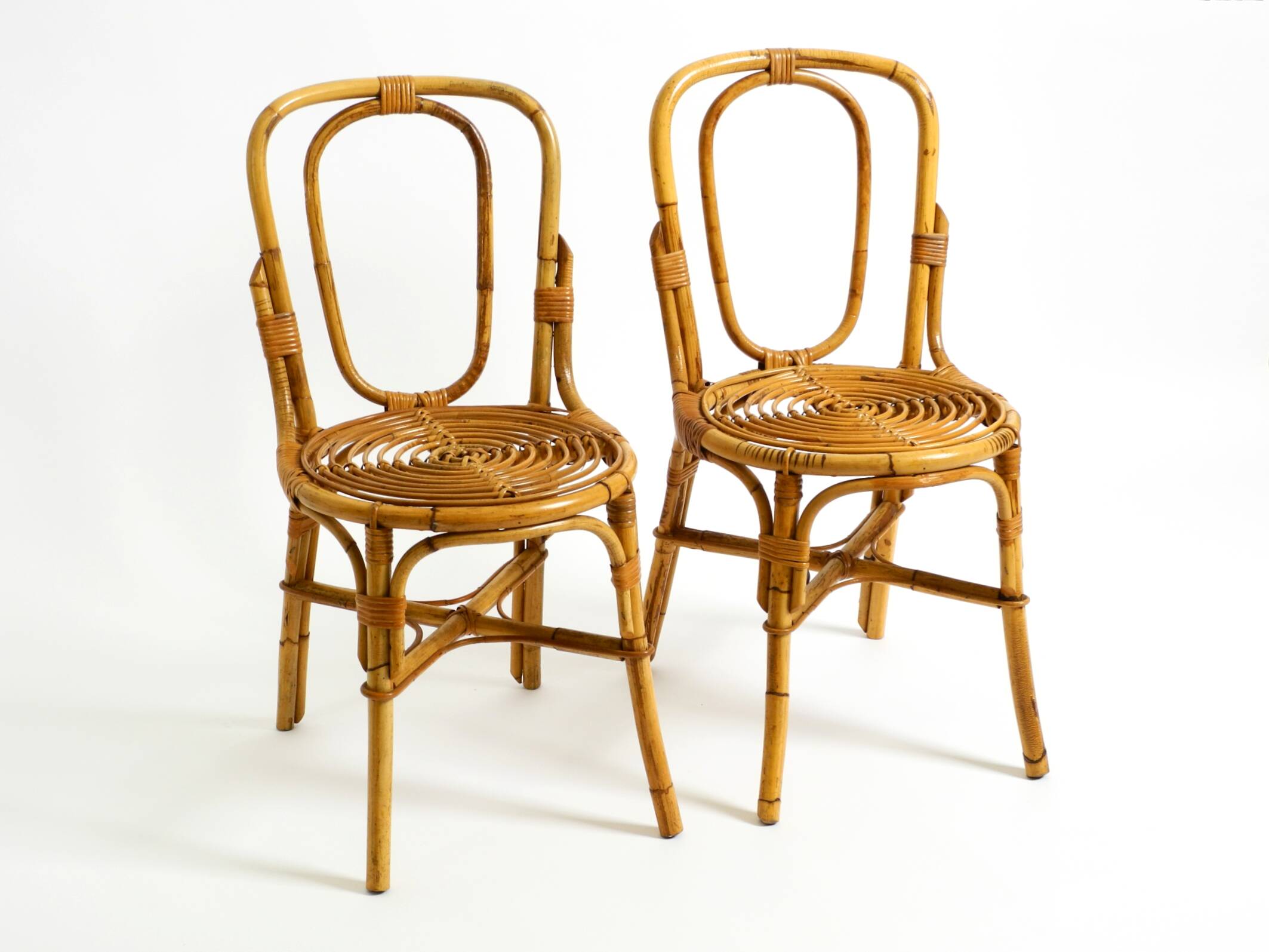 Pair of very beautiful rare original 1960s Italian bamboo chairs