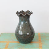 Blue grey Accolay vase in glazed ceramic, with hallmark