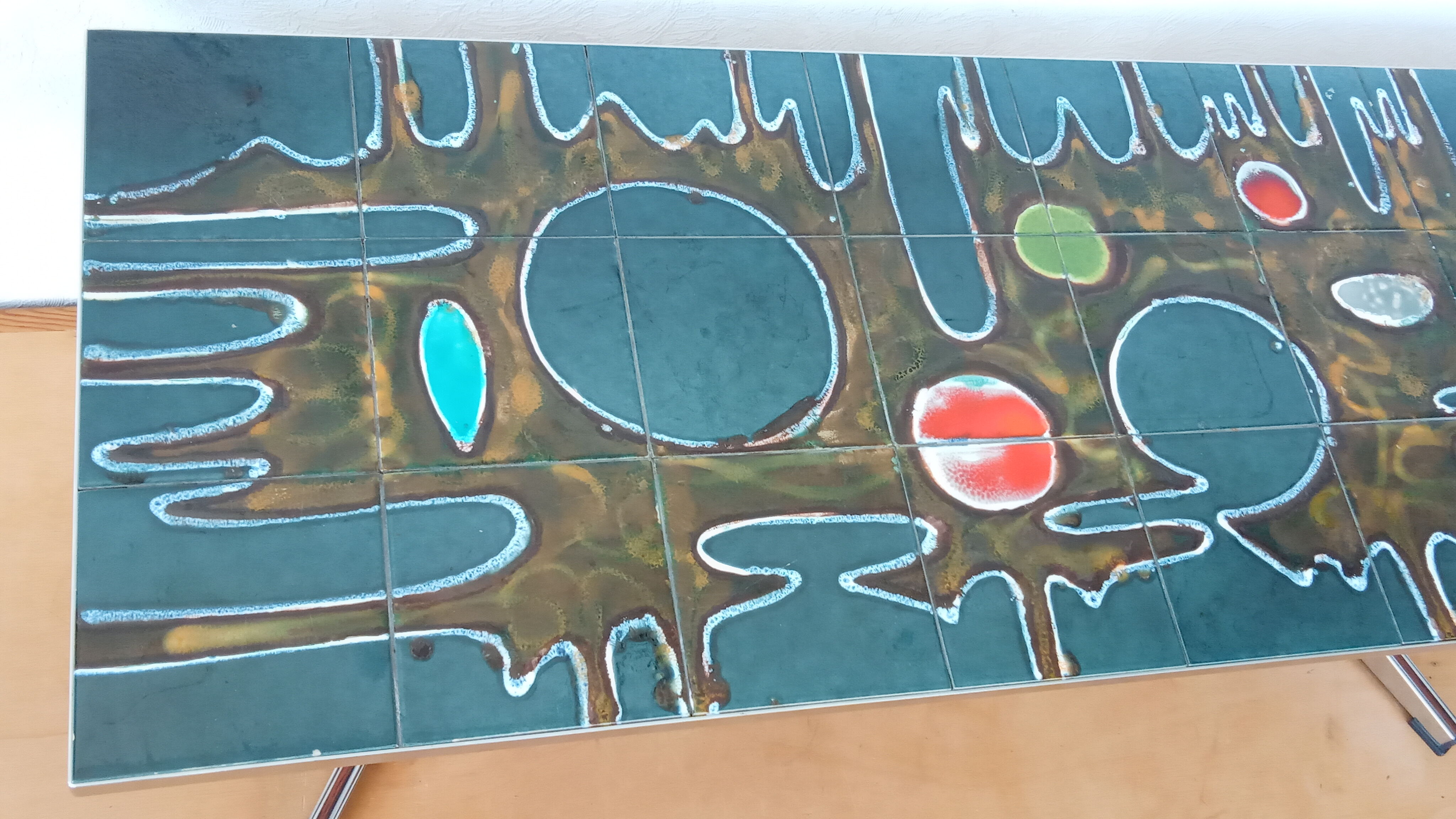 Coffee table in ceramic tiles 60s/70s