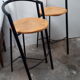 pair stool bar design vintage 1980 black metal wood
