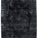 Handmade oriental overdyed 292 cm x 383 cm black wool carpet
