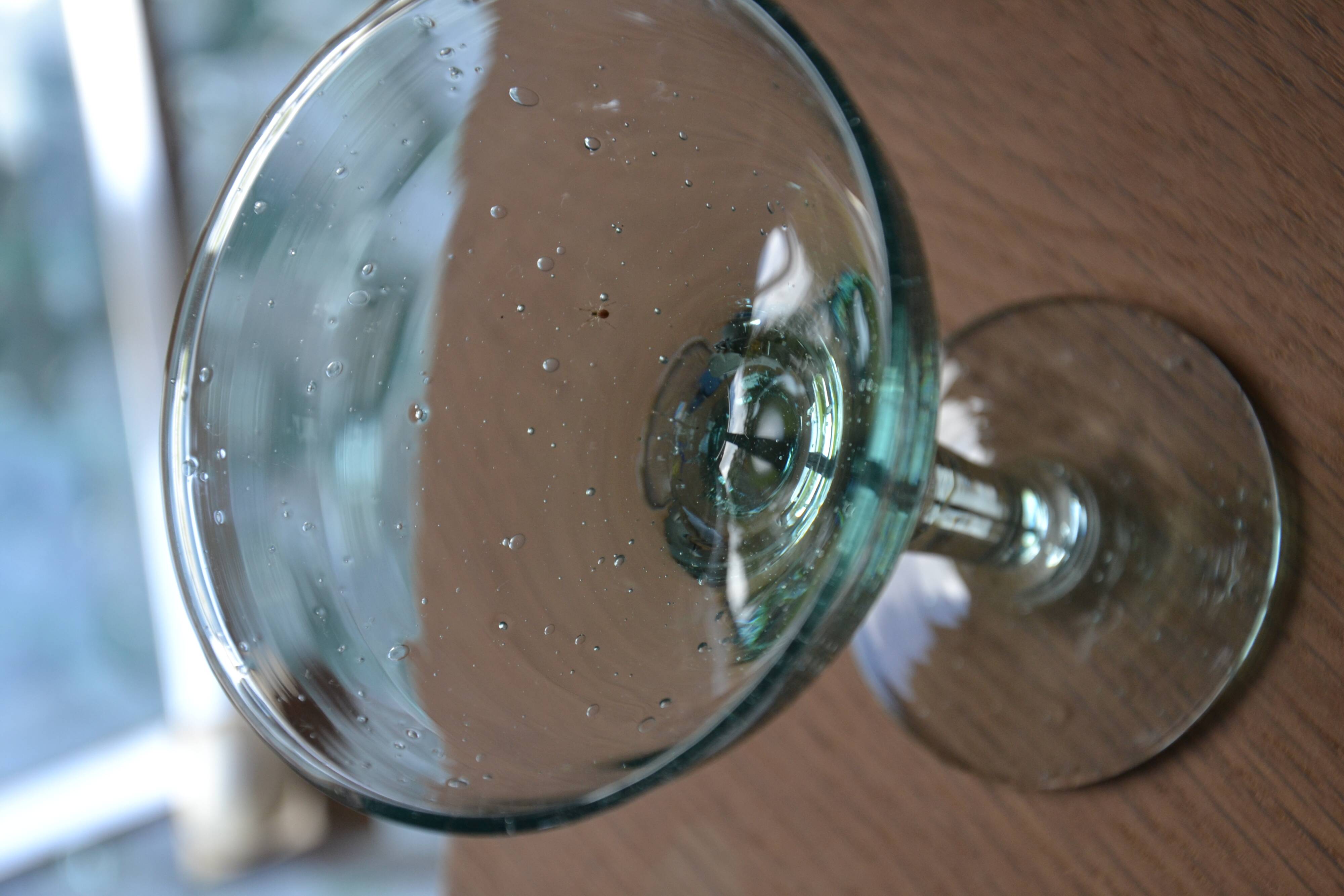 Set of hand-blown stemmed bubble glasses