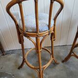 Paire de tabouret de bar en bambou 70's