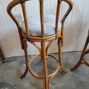 Paire de tabouret de bar en bambou 70's