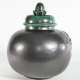 Large Art Deco Green Lidded Jar by Anna-Lisa Thomson for Upsala-Ekeby, 1930's