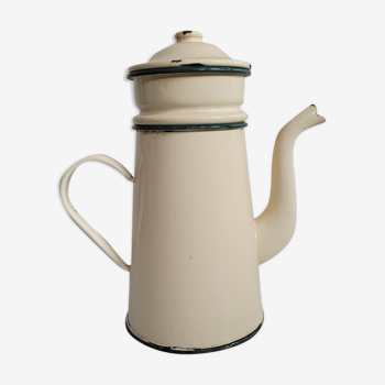 Cafetière émaillée beige vert 28