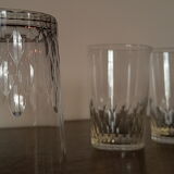 8 Baccarat crystal footless glasses, cut with facets