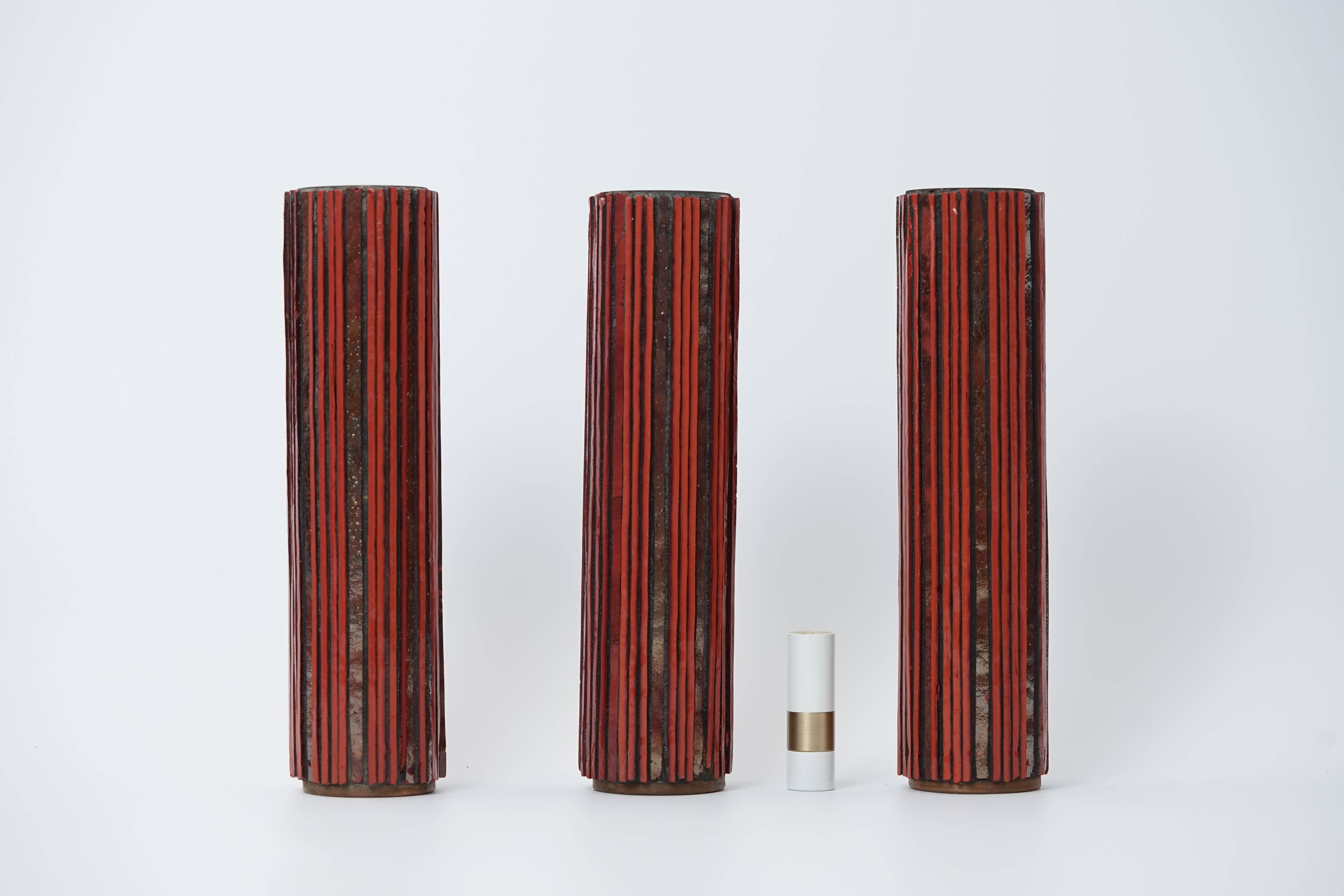 Pottery Mosaic Vases by W. Zimmermann for Ritter Set of 3