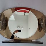Smoked glass bathroom mirror, Italian design, 1980s