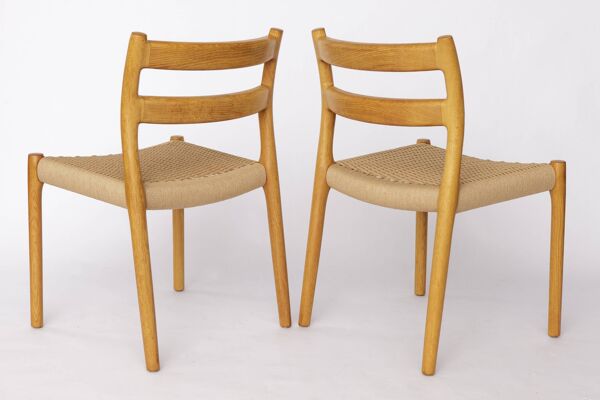 Lot de 6 chaises de salle à manger Niels Otto Møller modèle 84 en chêne   Vintage danois