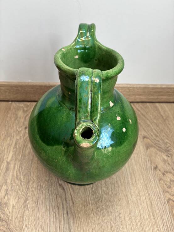 Pichet ou Cruche à Eau Ancien en Terre Cuite Vernissée (Orjol)