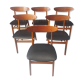 Suite of 6 chairs n°210 in teak Farstrup Mobel