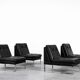 Canapé modulaire vintage allemand moderne minimaliste en cuir et chrome du milieu du siècle